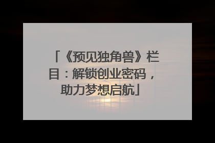 《预见独角兽》栏目：解锁创业密码，助力梦想启航