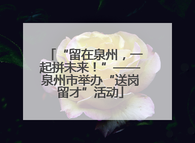 “留在泉州，一起拼未来！”——泉州市举办“送岗留才”活动