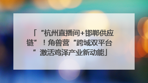 “杭州直播间+邯郸供应链”！角兽营“跨域双平台”激活鸡泽产业新动能