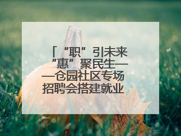 “职”引未来“惠”聚民生——仓园社区专场招聘会搭建就业“暖心桥”