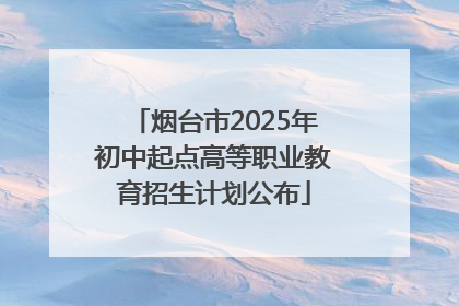 烟台市2025年初中起点高等职业教育招生计划公布