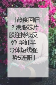 热度回归？港股芯片股迎持续反弹 华虹半导体短线强势5连阳