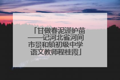 甘做春泥谨护苗——记河北省河间市景和镇初级中学语文教师程桂霞