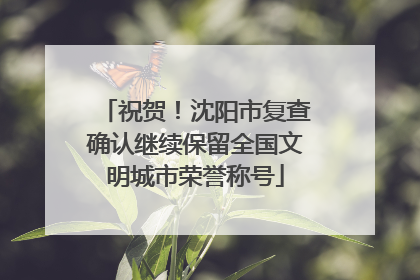 祝贺！沈阳市复查确认继续保留全国文明城市荣誉称号