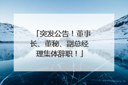 突发公告！董事长、董秘、副总经理集体辞职！
