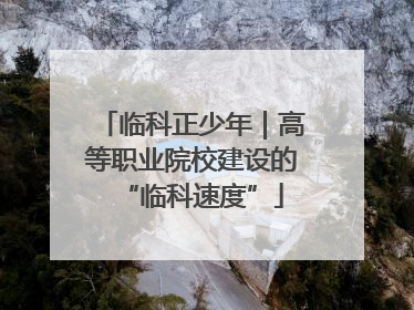 临科正少年｜高等职业院校建设的“临科速度”