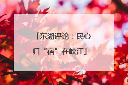 东湖评论：民心归“宿”在峡江