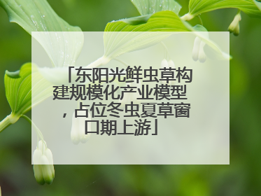 东阳光鲜虫草构建规模化产业模型，占位冬虫夏草窗口期上游