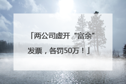 两公司虚开“富余”发票，各罚50万！
