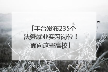 丰台发布235个法务就业实习岗位！面向这些高校