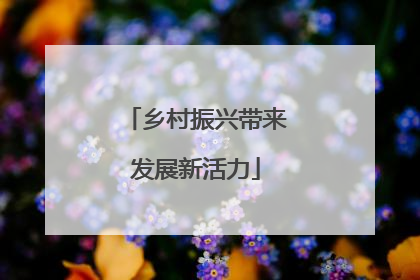 乡村振兴带来发展新活力