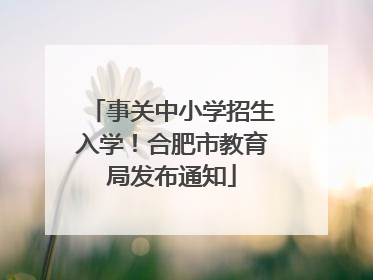 事关中小学招生入学！合肥市教育局发布通知