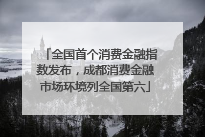 全国首个消费金融指数发布，成都消费金融市场环境列全国第六