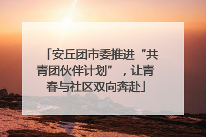 安丘团市委推进“共青团伙伴计划”，让青春与社区双向奔赴