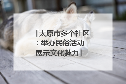 太原市多个社区：举办民俗活动 展示文化魅力