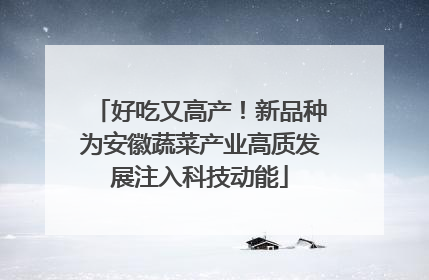 好吃又高产！新品种为安徽蔬菜产业高质发展注入科技动能