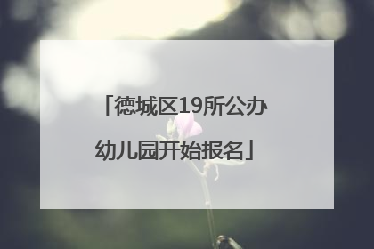 德城区19所公办幼儿园开始报名