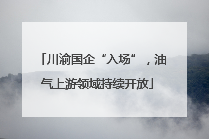 川渝国企“入场”，油气上游领域持续开放