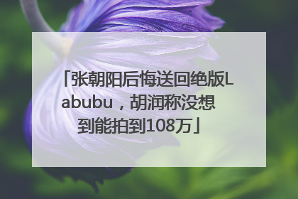 张朝阳后悔送回绝版Labubu，胡润称没想到能拍到108万