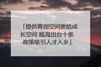 提供青创空间更给成长空间 瓯海出台十条政策吸引人才入乡
