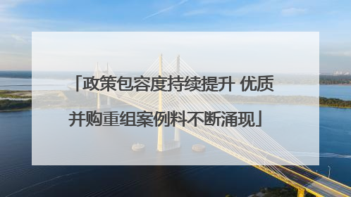 政策包容度持续提升 优质并购重组案例料不断涌现