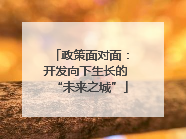 政策面对面：开发向下生长的“未来之城”