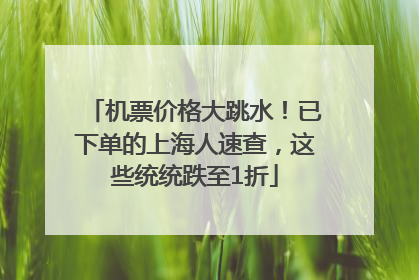 机票价格大跳水！已下单的上海人速查，这些统统跌至1折
