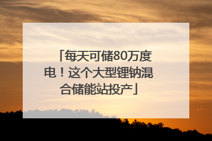 每天可储80万度电！这个大型锂钠混合储能站投产