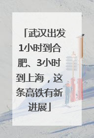 武汉出发1小时到合肥、3小时到上海，这条高铁有新进展