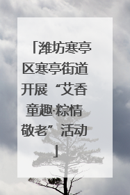 潍坊寒亭区寒亭街道开展“艾香童趣·粽情敬老”活动
