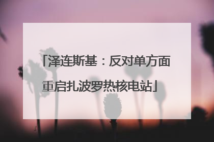 泽连斯基：反对单方面重启扎波罗热核电站
