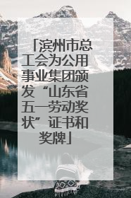 滨州市总工会为公用事业集团颁发“山东省五一劳动奖状”证书和奖牌