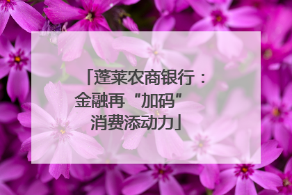 蓬莱农商银行：金融再“加码” 消费添动力