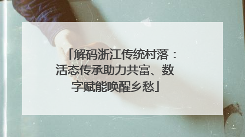 解码浙江传统村落：活态传承助力共富、数字赋能唤醒乡愁