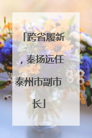 跨省履新，秦扬远任泰州市副市长
