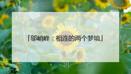 邬峭峰：相连的两个梦境
