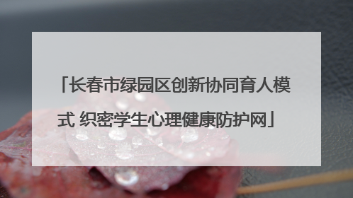 长春市绿园区创新协同育人模式 织密学生心理健康防护网