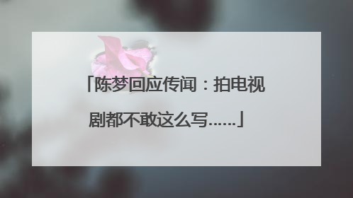 陈梦回应传闻：拍电视剧都不敢这么写……