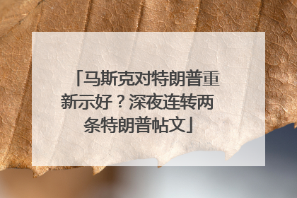 马斯克对特朗普重新示好？深夜连转两条特朗普帖文