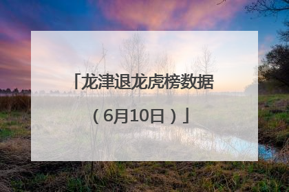 龙津退龙虎榜数据（6月10日）