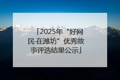 2025年“好网民·在潍坊”优秀故事评选结果公示