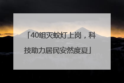 40组灭蚊灯上岗，科技助力居民安然度夏